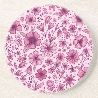 Dessous De Verre En Grès Jolies Fleurs Sauvages Roses Florales