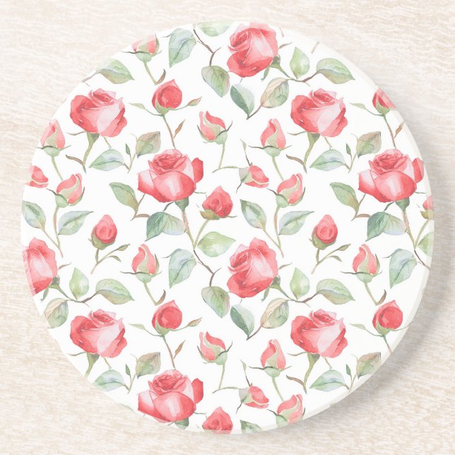 Dessous De Verre En Grès Jolies Roses Rouges  (Devant)