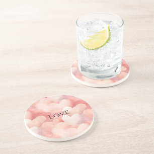 Dessous De Verre En Grès Jolis cœurs rose tendre amour