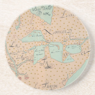 DESSOUS DE VERRE EN GRÈS JOLLIET : L'AMÉRIQUE DU NORD 1674