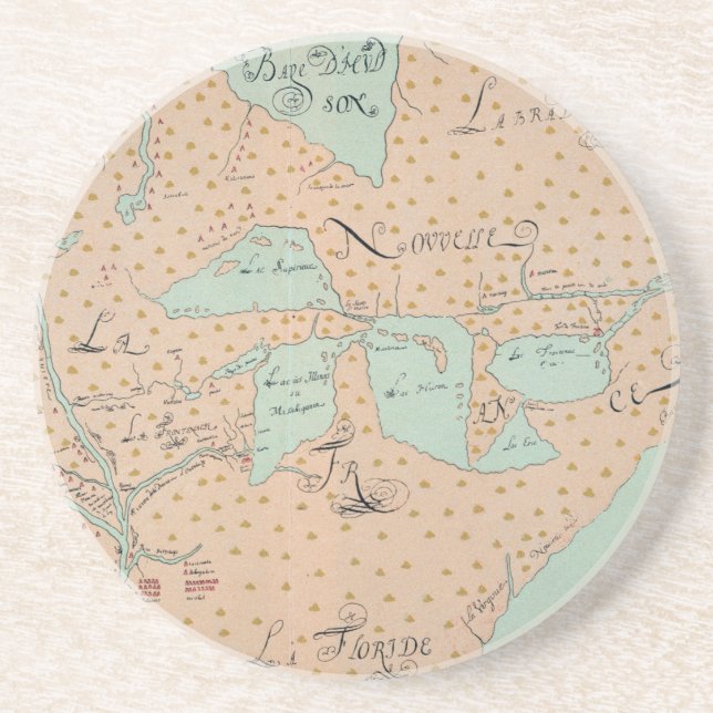 DESSOUS DE VERRE EN GRÈS JOLLIET : L'AMÉRIQUE DU NORD 1674 (Devant)