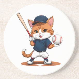 Dessous De Verre En Grès Joueur de baseball chat