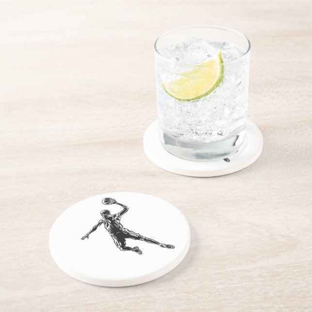 Dessous De Verre En Grès Joueur de basket-ball Slam Dunk Dark Design (Côté)