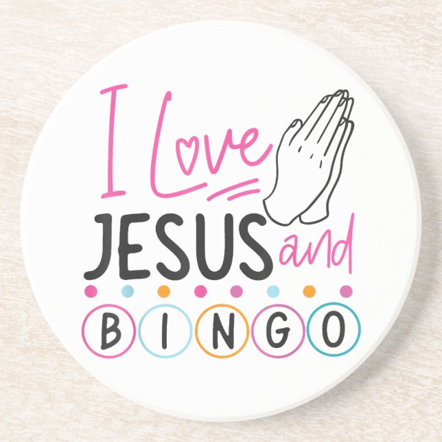 Dessous De Verre En Grès Joueur de Bingo Jésus Foi Chrétien J'aime Jésus Un (Devant)