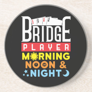 Dessous De Verre En Grès Joueur de Bridge Drôle Matin Midi et Nuit