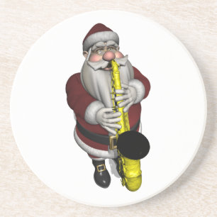 Dessous De Verre En Grès Joueur du Saxophone du Père Noël