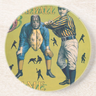 Dessous De Verre En Grès Joueurs de baseball de sport vintage au match à do