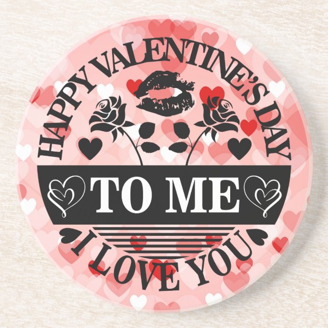 Dessous De Verre En Grès Joyeuse Saint-Valentin à moi je t'aime-58771 (Devant)