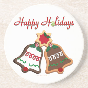 Dessous De Verre En Grès Joyeuses Fêtes Cloches de Biscuit de Noël