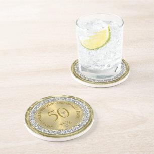 Dessous De Verre En Grès Joyeux 50e anniversaire de mariage diamants et or