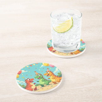 Dessous De Verre En Grès Joyeux anniversaire thème dinosaures