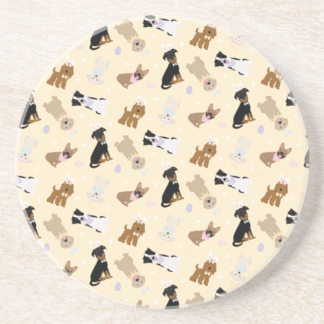 Dessous De Verre En Grès Joyeux Chiens de Pâques (Devant)
