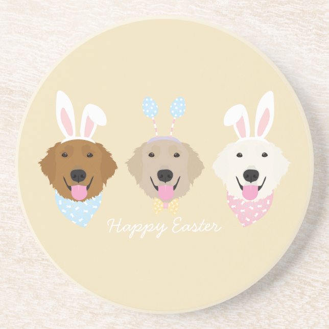 Dessous De Verre En Grès Joyeux Chiens de Pâques (Devant)