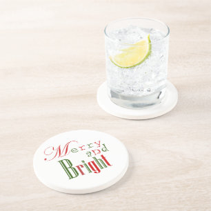 Dessous De Verre En Grès Joyeux et Lumineux Noël Rouge et Vert