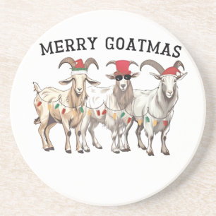 Dessous De Verre En Grès Joyeux Goatmas Animal Chèvre Amour Joyeux Noël