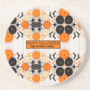 Dessous De Verre En Grès Joyeux Halloween Citrouille Orange