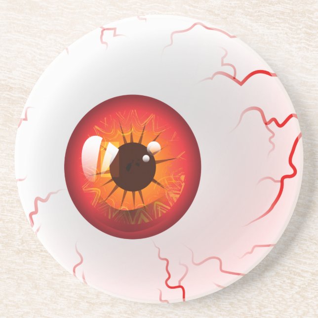 Dessous De Verre En Grès Joyeux Halloween ! Éffrayant Red Eyeball (Devant)