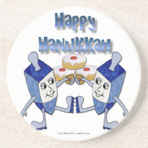 Dessous De Verre En Grès Joyeux Hanukkah Toupie de Hanukkah Beignet