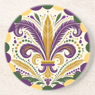 Dessous De Verre En Grès Joyeux Mardi Gras fleur de lis