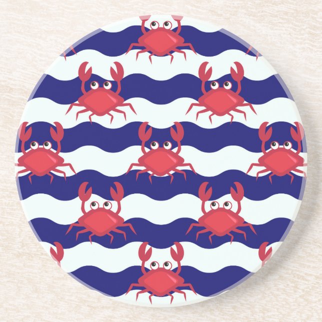 Dessous De Verre En Grès Joyeux Motif de crabes (Devant)