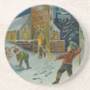 Dessous De Verre En Grès Joyeux Noël - Carte postale vintage de bataille de