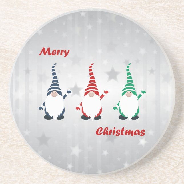 Dessous De Verre En Grès Joyeux Noël des Gnomes de Noël (Devant)