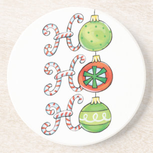 Dessous De Verre En Grès Joyeux Noël Ho Ho Ho, Décorations Canne à Sucre
