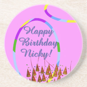 Dessous De Verre En Grès Joyeux nom d'anniversaire