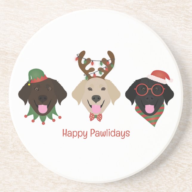 Dessous De Verre En Grès Joyeux Pawlidays Labrador Retriever Dogs (Devant)