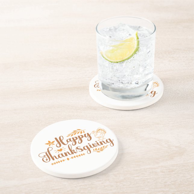 Dessous De Verre En Grès Joyeux Thanksgiving (Côté)
