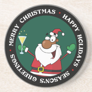 Dessous De Verre En Grès Joyeux toast de Black Père Noël