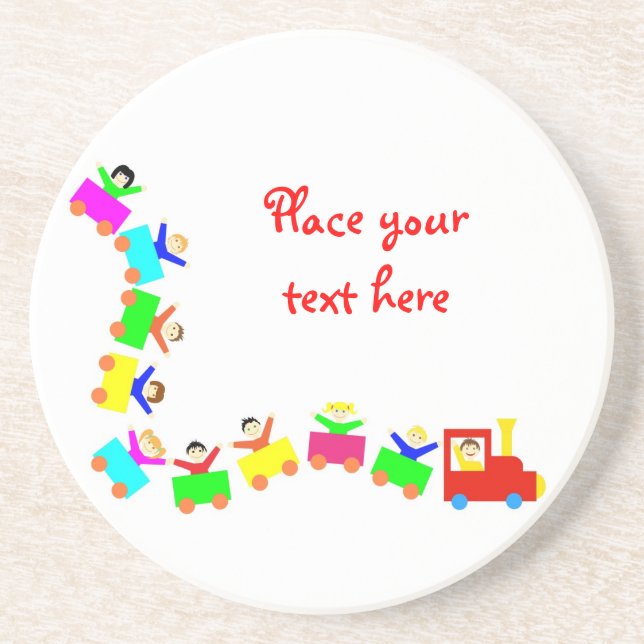 Dessous De Verre En Grès Joyeux Train pour enfants (Devant)