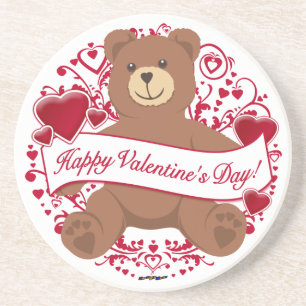 Dessous De Verre En Grès Joyeux Valentine ! Teddy bear
