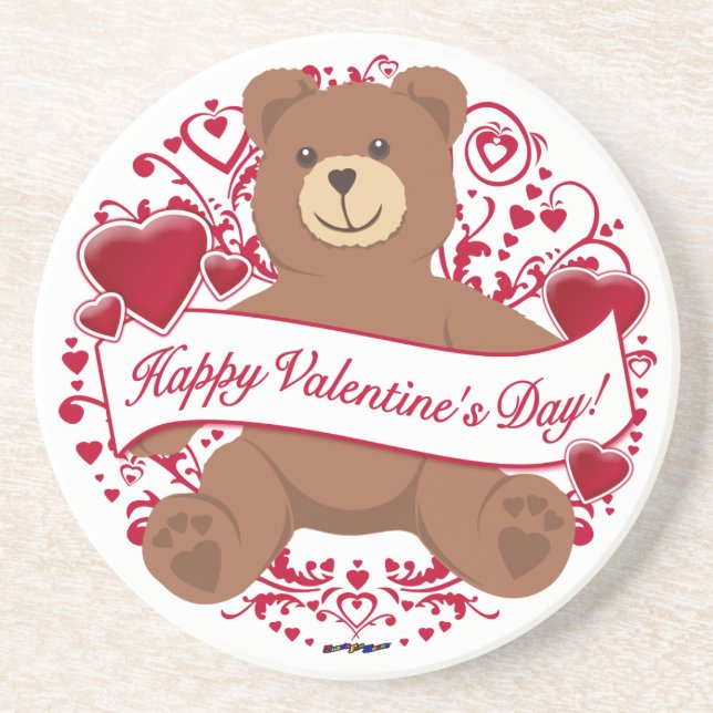 Dessous De Verre En Grès Joyeux Valentine ! Teddy bear (Devant)