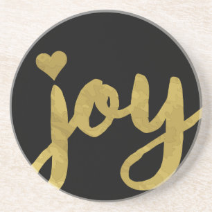 Dessous De Verre En Grès Joyful Joyful J'ai la joie plein de Joy Gold Art