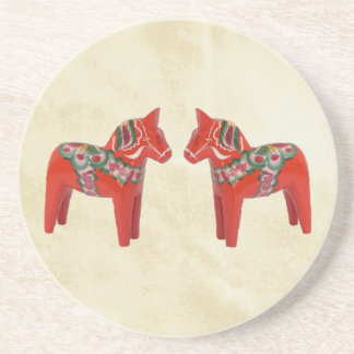 Dessous De Verre En Grès Jumeaux de Noël de cheval de Dala de Suédois