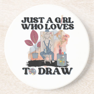 Dessous De Verre En Grès Juste une fille qui aime dessiner