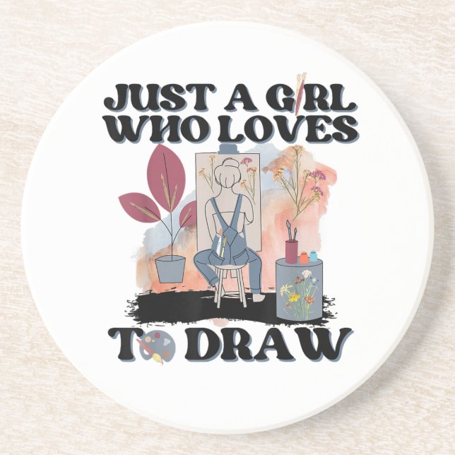 Dessous De Verre En Grès Juste une fille qui aime dessiner (Devant)