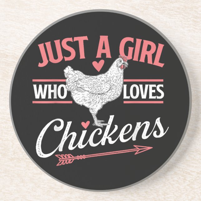 Dessous De Verre En Grès Juste Une Fille Qui Aime Les Poulets - Pou Louveur (Devant)