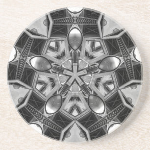 Dessous De Verre En Grès Kaleidoscope Star gris foncé...