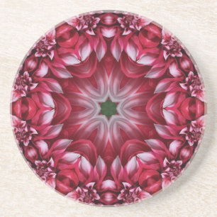 Dessous De Verre En Grès Kaleidoscopic Crimson Dahlia