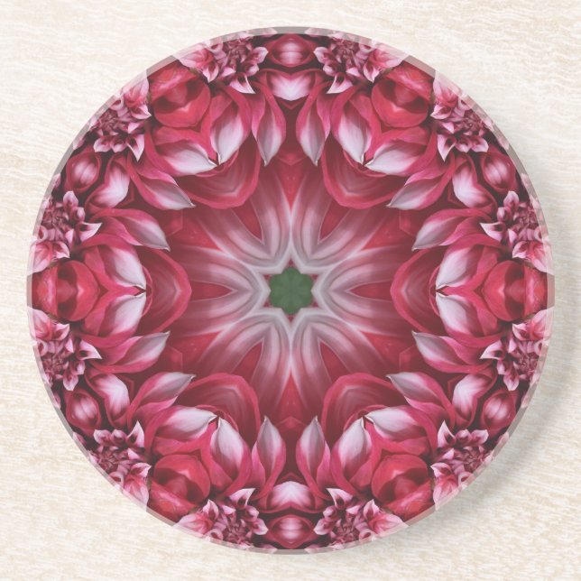 Dessous De Verre En Grès Kaleidoscopic Crimson Dahlia (Devant)