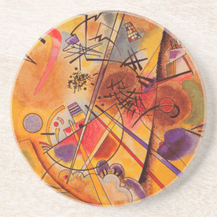 Dessous De Verre En Grès Kandinsky Brown jaune bleu rouge