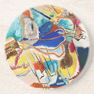 Dessous De Verre En Grès Kandinsky Jaune Rouge Bleu Abstrait peinture moder