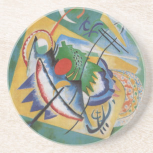 Dessous De Verre En Grès Kandinsky rouge ovale Abstraite oeuvre d'art vert 