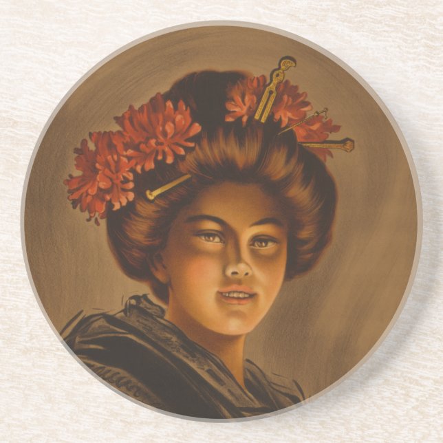 Dessous De Verre En Grès Karama : Actrice japonaise Romance Geisha (Devant)
