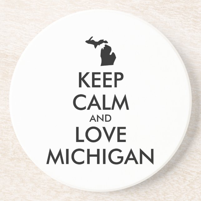 Dessous De Verre En Grès KEEP CALM et LOVE MICHIGAN (Devant)
