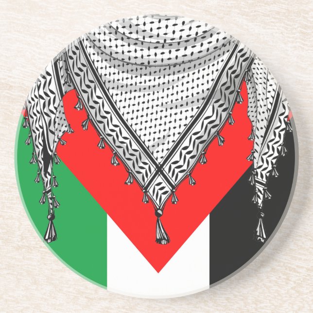 Dessous De Verre En Grès Keffiyeh Écharpe palestinienne tissu traditionnel (Devant)