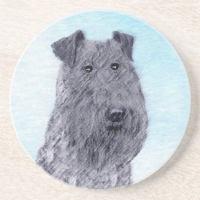 Dessous De Verre En Grès Kerry Blue Terrier peinture mignonne Chien d'origi (Devant)