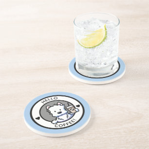Dessous De Verre En Grès KiniArt Café Westie Rond